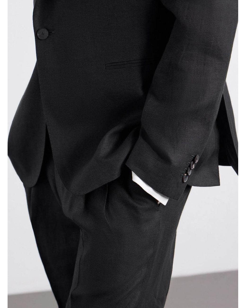 Mr P. Black Slim-Fit Linen Tuxedo Jacket for men