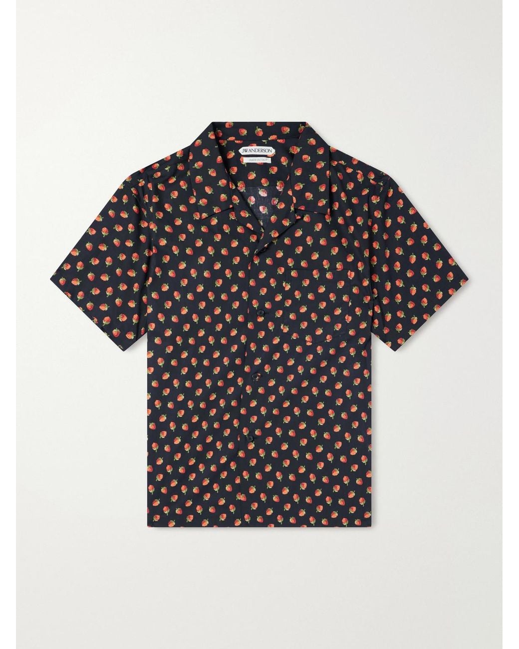 J.W. Anderson Black Camp-Collar Printed Cotton Shirt for men