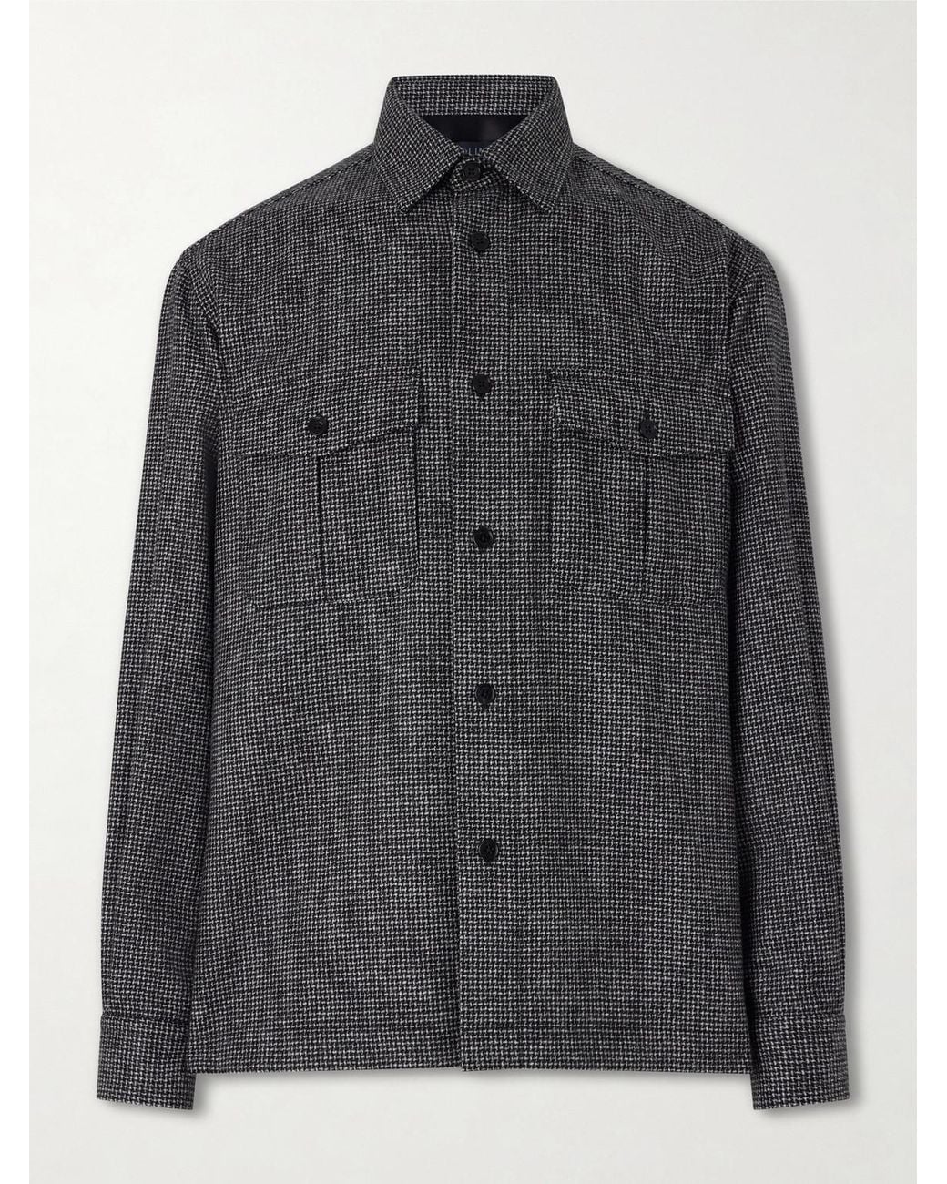 Dunhill Black Houndstooth Wool Overshirt for men