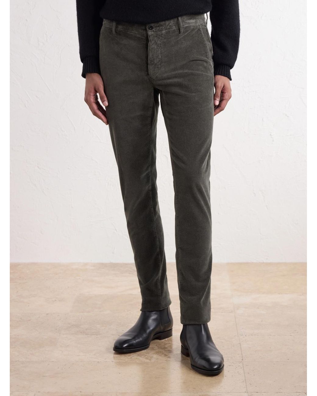 Slowear Gray Incotex Straight-Leg Cotton-Blend Corduroy Trousers for men