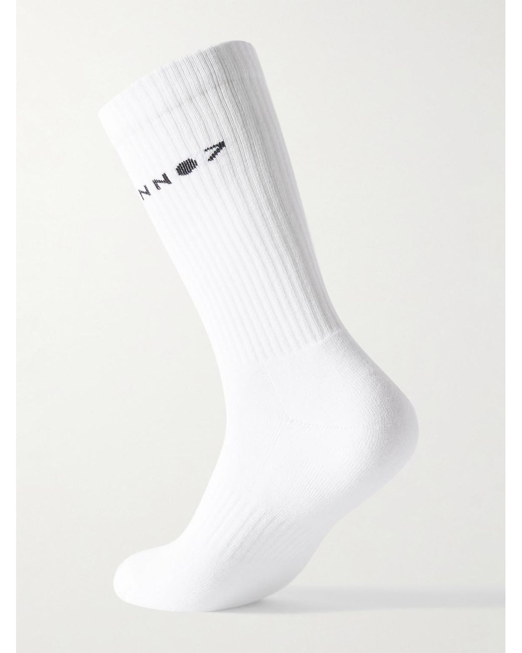 NN07 White Three-Pack Logo-Jacquard Ribbed Cotton-Blend Socks for men