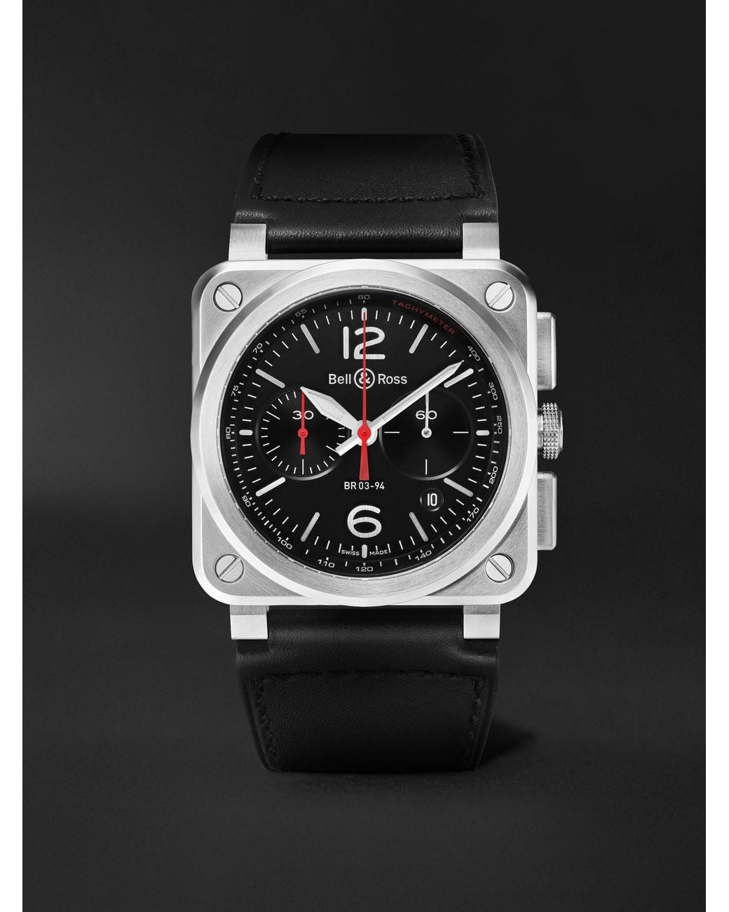 Bell & Ross Black Br 03 Automatic Chronograph Stainless Steel Watch, Ref. Br0394-Blc-St/Sca for men