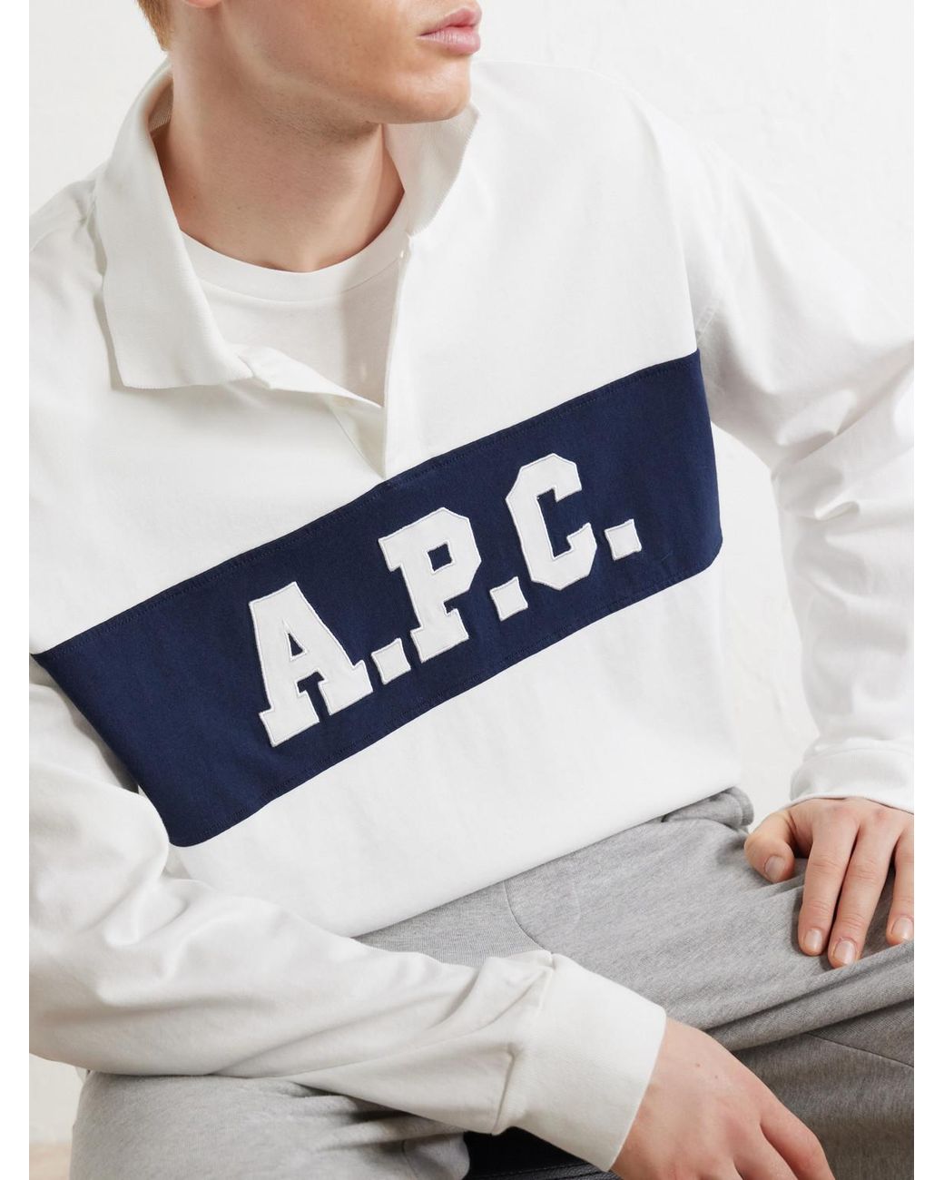 A.P.C. Blue Alexis Logo-embroidered Cotton-jersey Polo Shirt for men