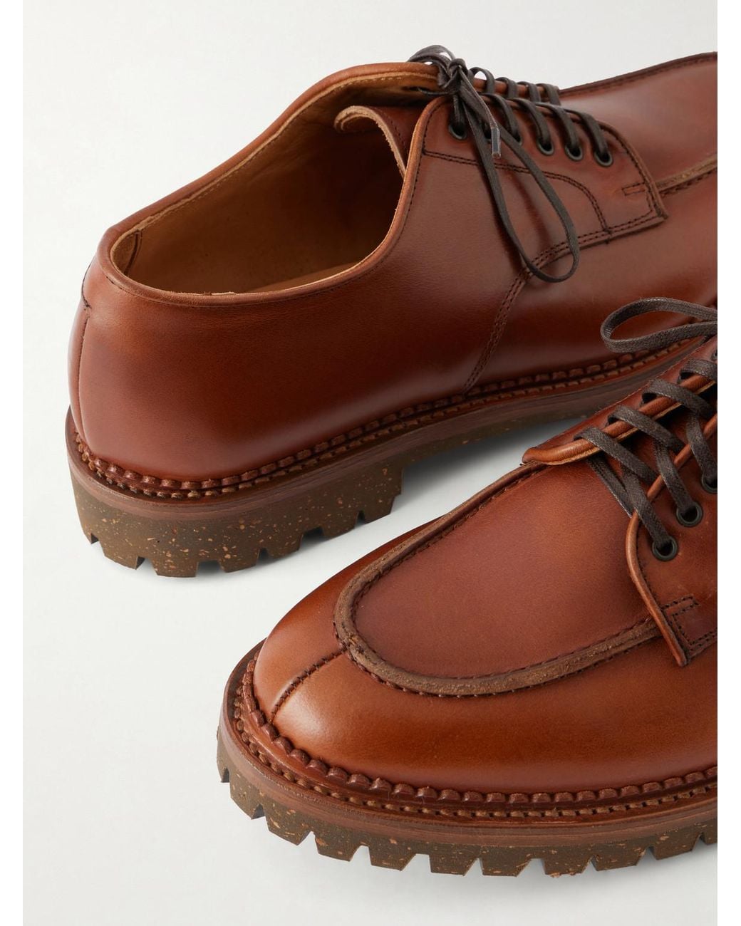 Yuketen Brown Wadaken Leather Derby Shoes for men