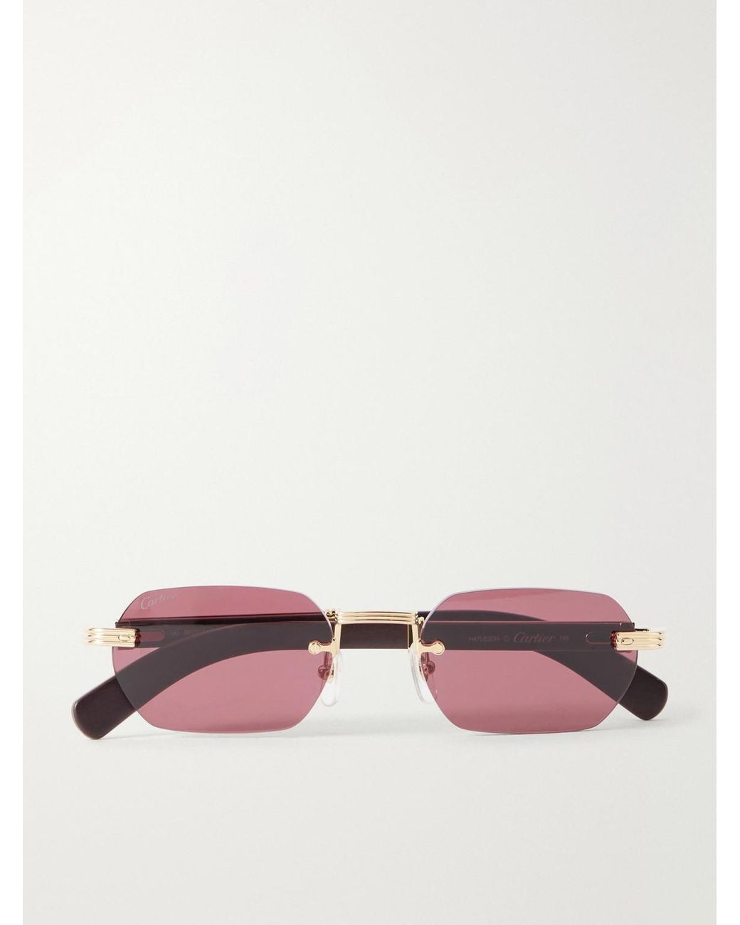 Cartier Metallic Première De Cartier Square-Frame-Tone Metal And Wood Sunglasses for men