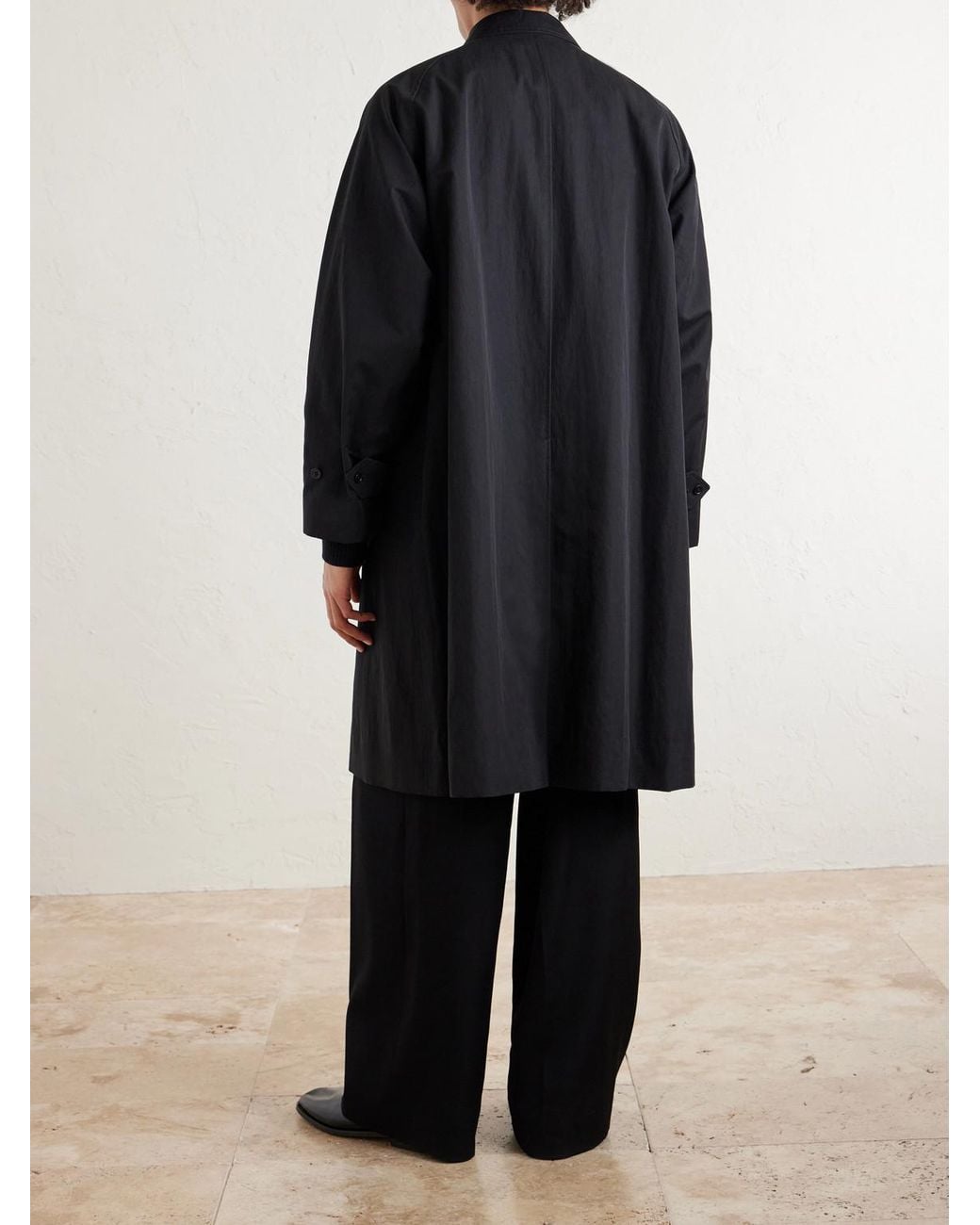 Kaptain Sunshine Black Walker Cotton-Blend Twill Coat for men