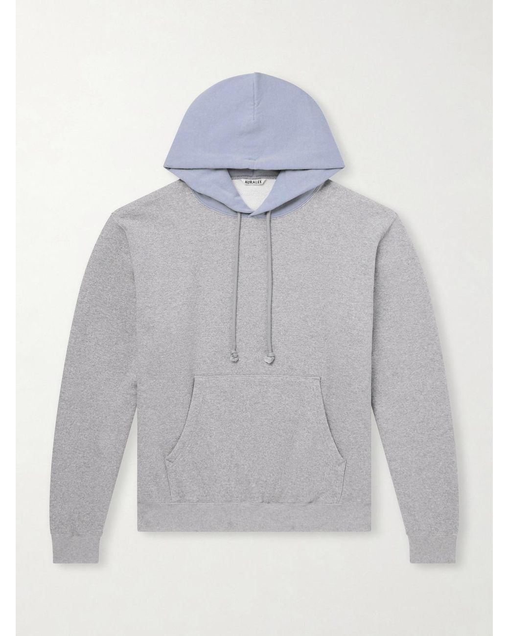 Auralee Gray Two-Tone Cotton-Jersey Hoodie for men
