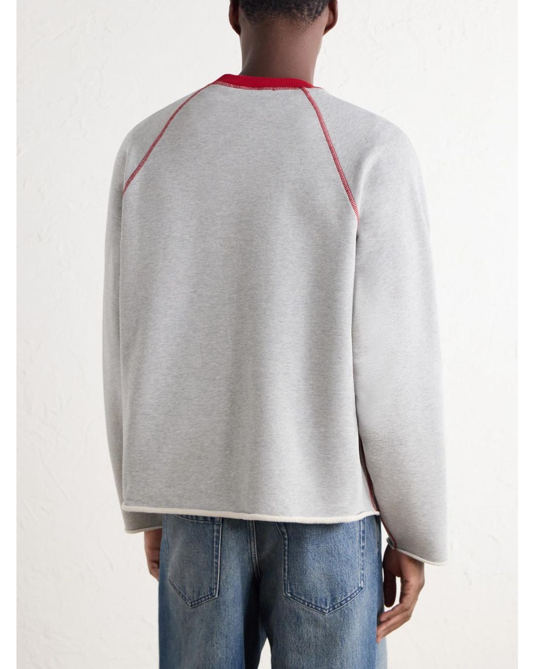 AMI White Logo-Appliquéd Cotton-Blend Jersey Sweatshirt for men