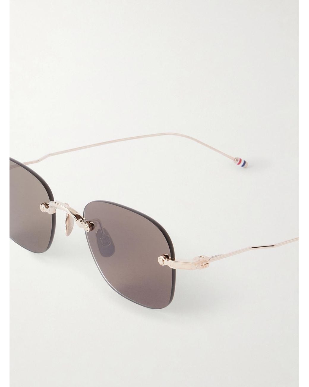 Thom Browne Natural Square-Frame-Plated Titanium Sunglasses for men