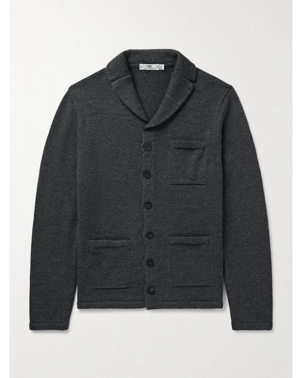 Inis Meáin Black New Pub Jacket Wool And Linen-blend Cardigan for men