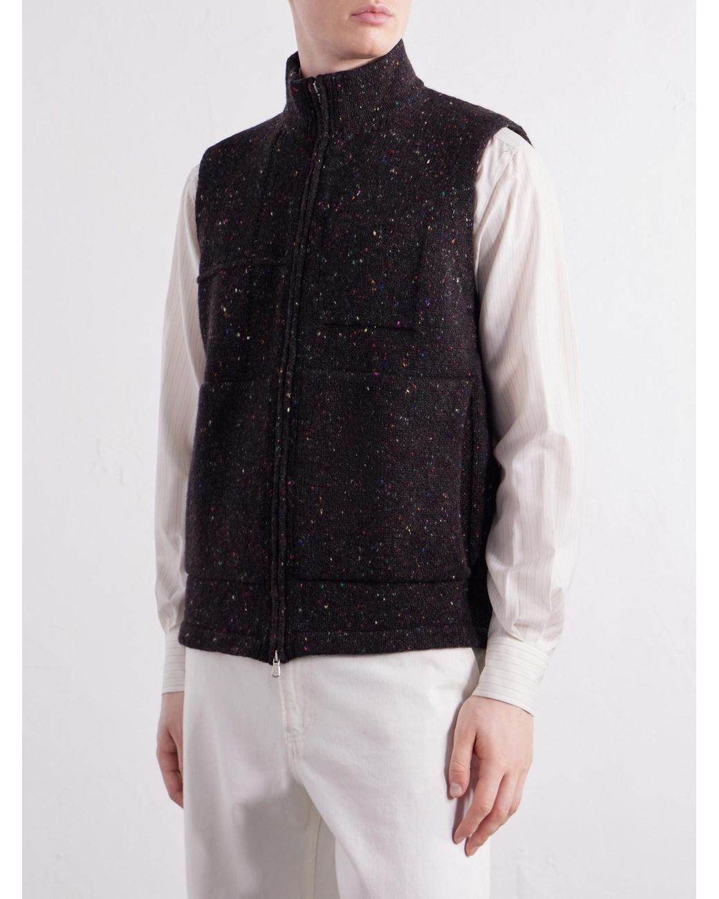 Inis Meáin Black Lifeline Wool And Cashmere-Blend Gilet for men