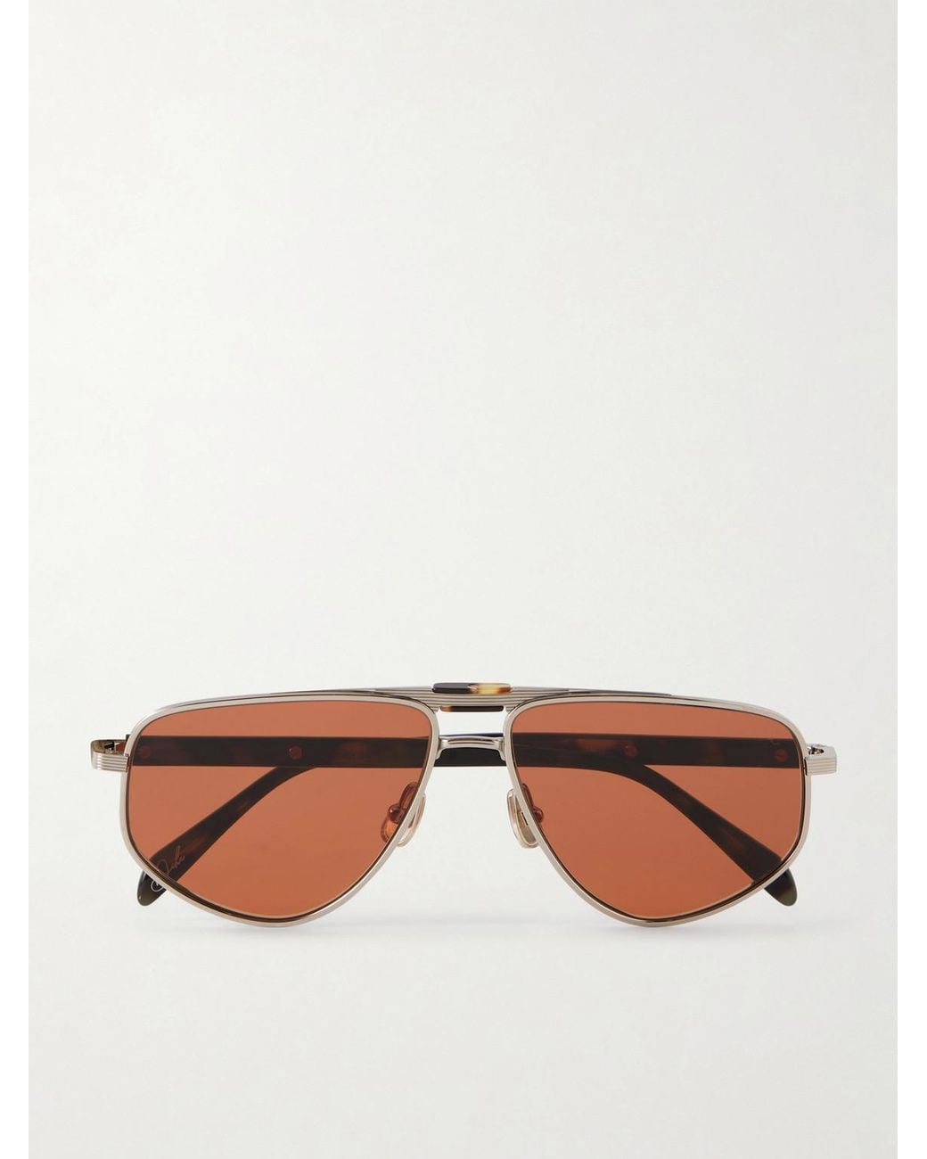 Brunello Cucinelli Brown Double-Bridge Aviator-Style-Tone Titanium And Tortoiseshell Acetate Sunglasses for men