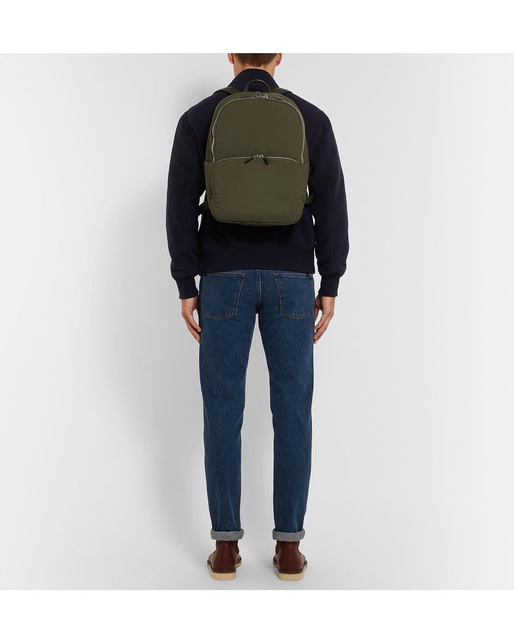 Loro Piana Voyager Leather trimmed Storm System Shell Backpack in Green for Men Lyst