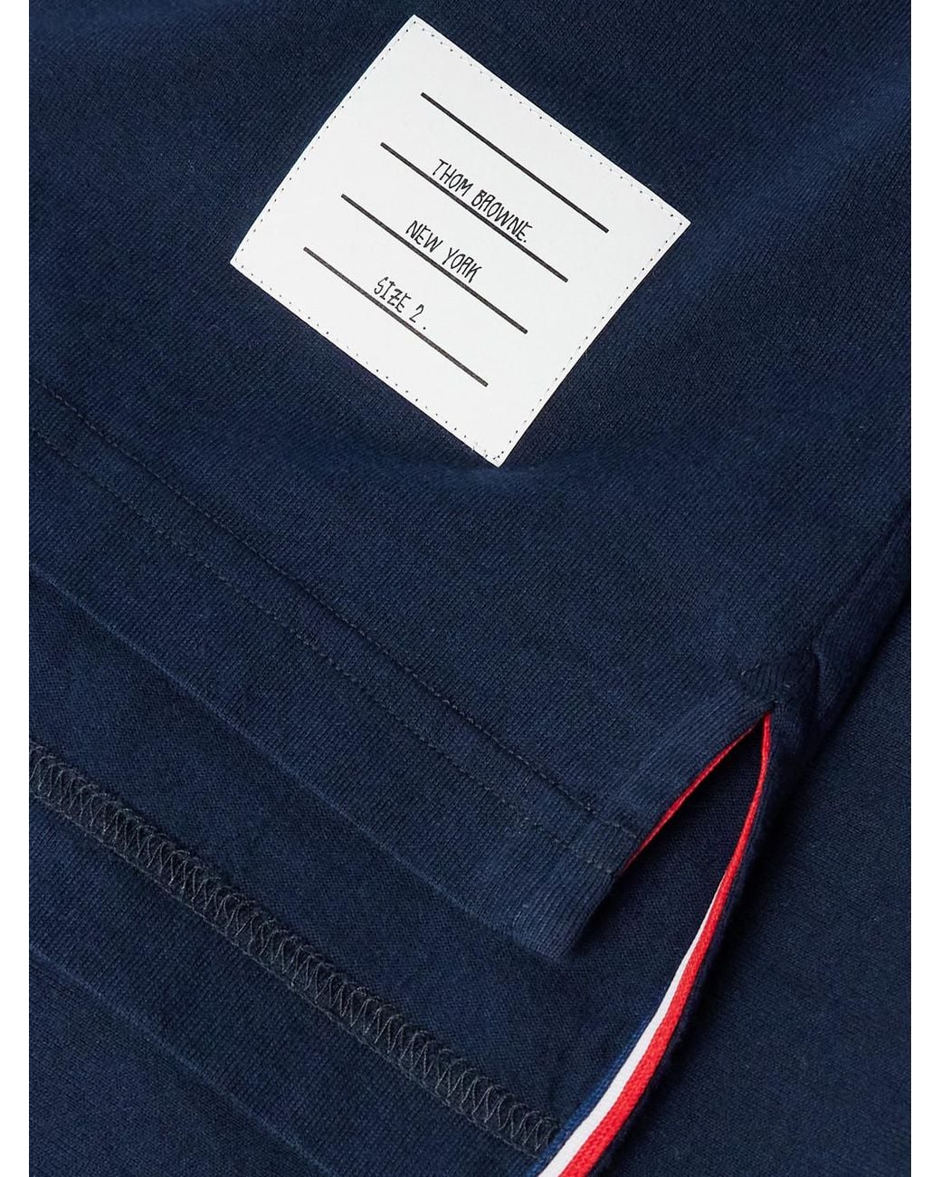 Thom Browne Blue Logo-Appliquéd Striped Cotton-Jersey T-Shirt for men