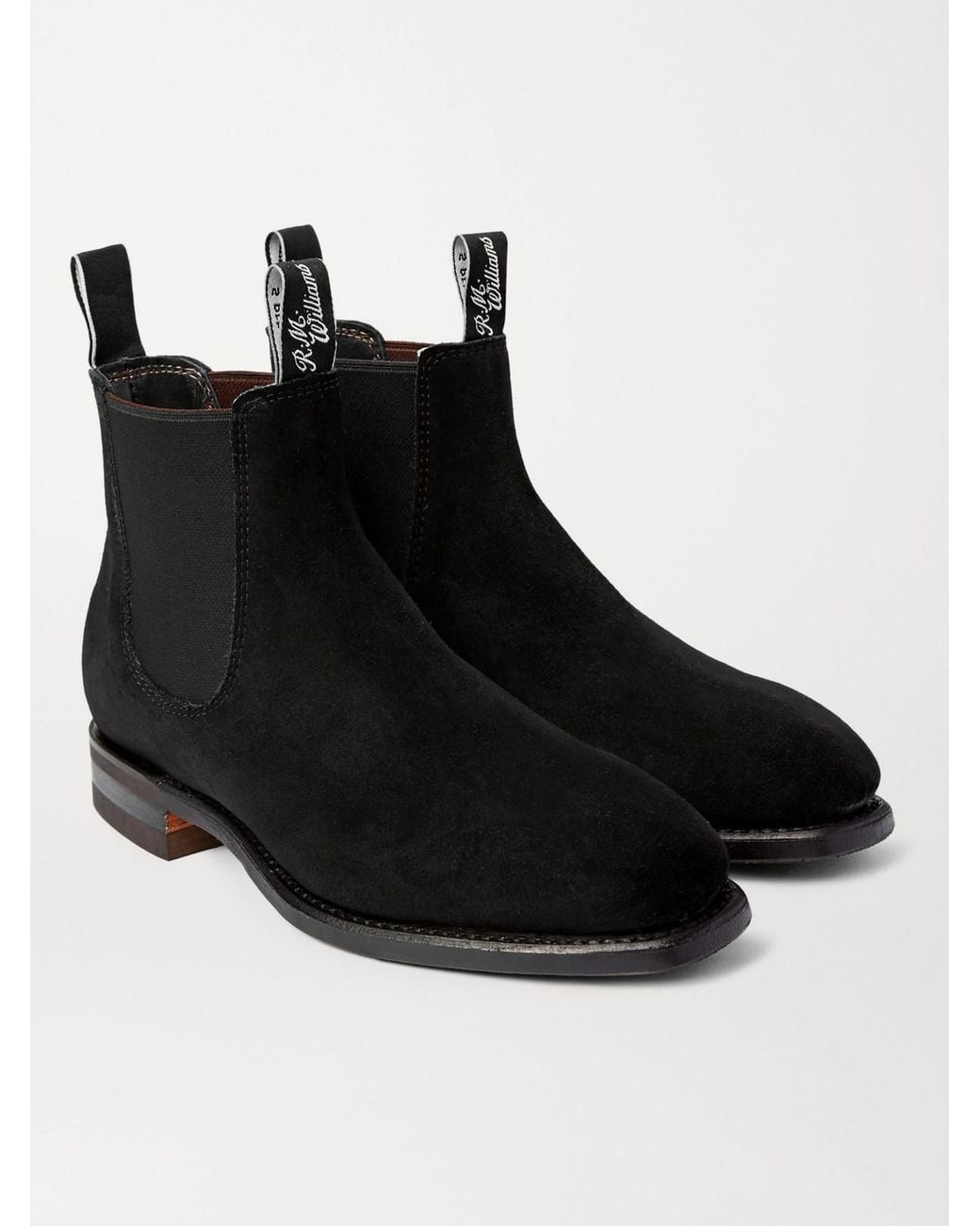 R.M.Williams Black Comfort Craftsman Suede Chelsea Boots for men