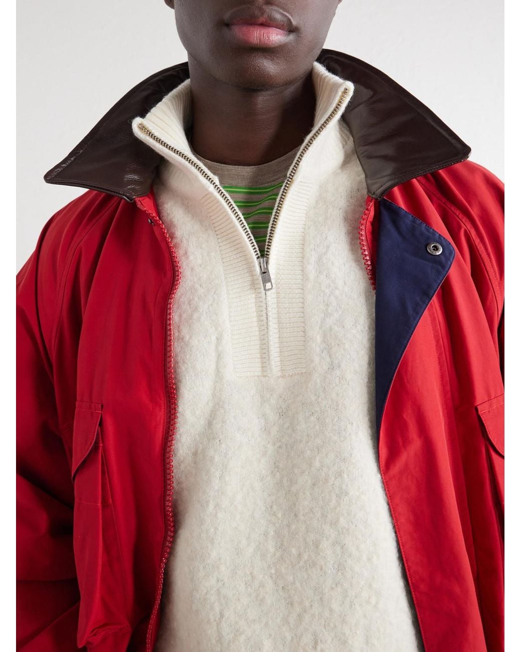Aimé Leon Dore Natural Felted Wool-Blend Half-Zip Sweater for men