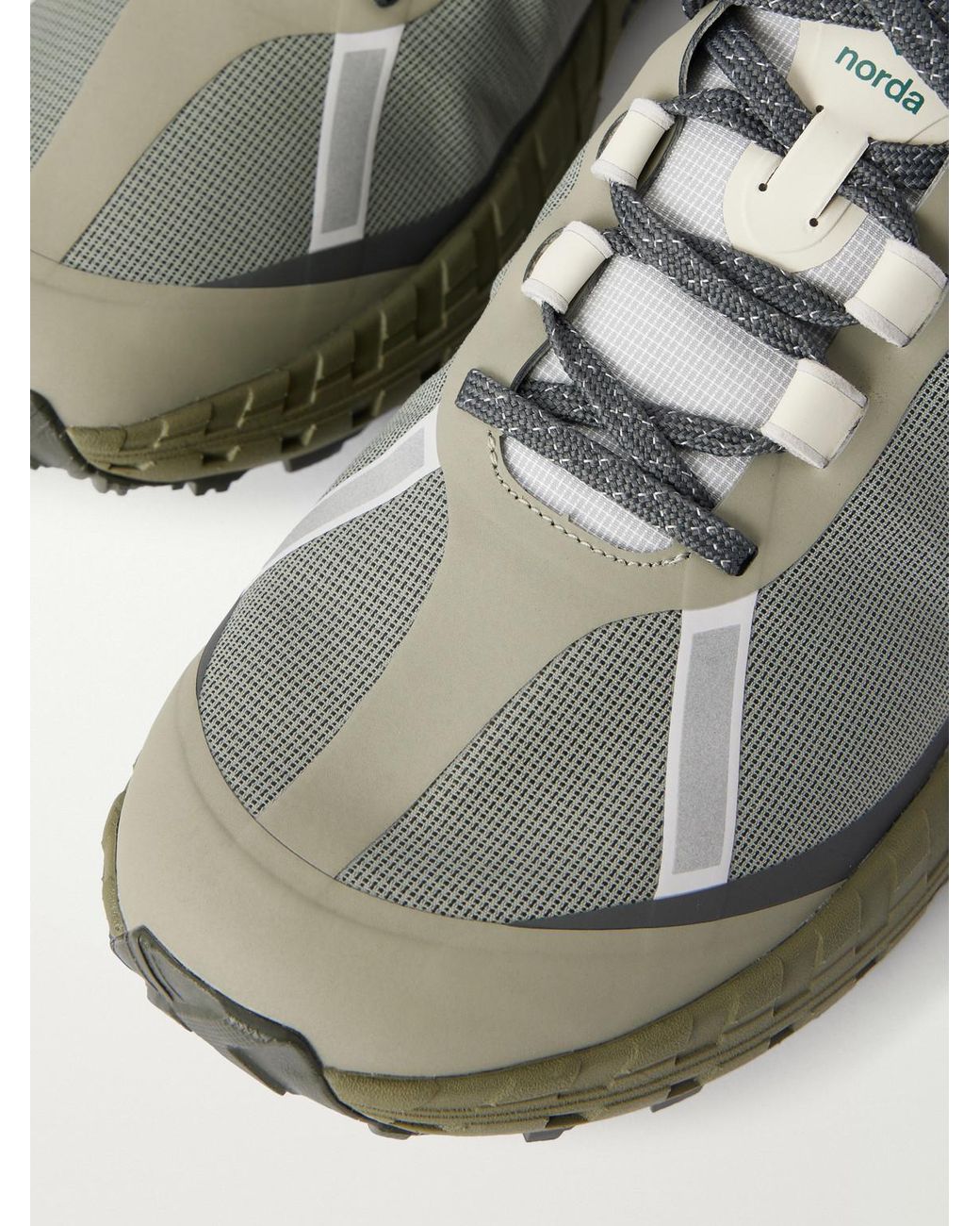 Norda Green Rubber-Trimmed Mesh Sneakers for men