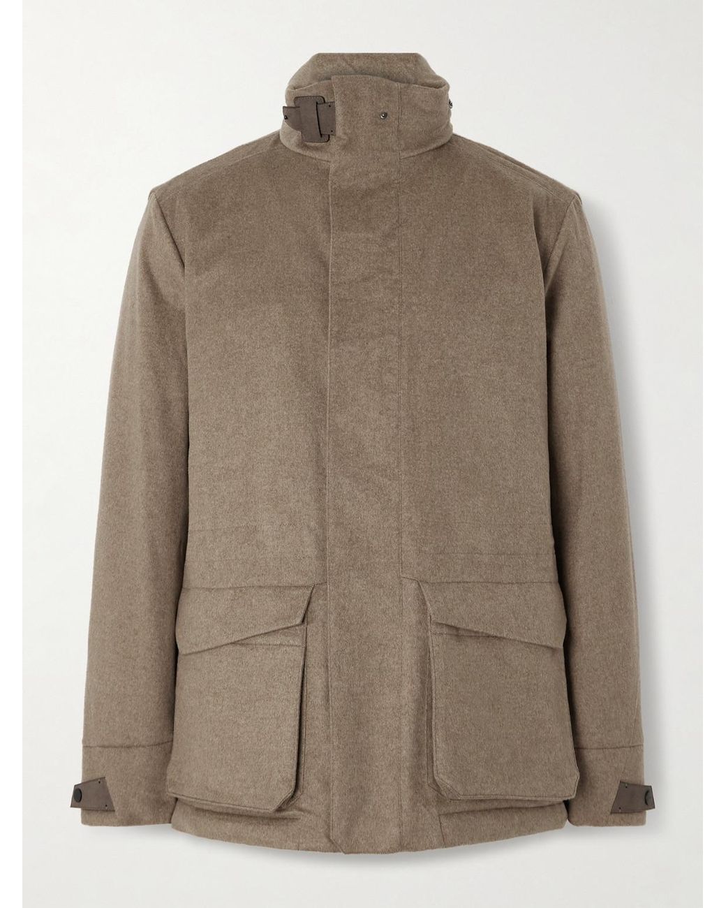 Sease Brown Uptown Padded Hooded Cashmere Jacket for men