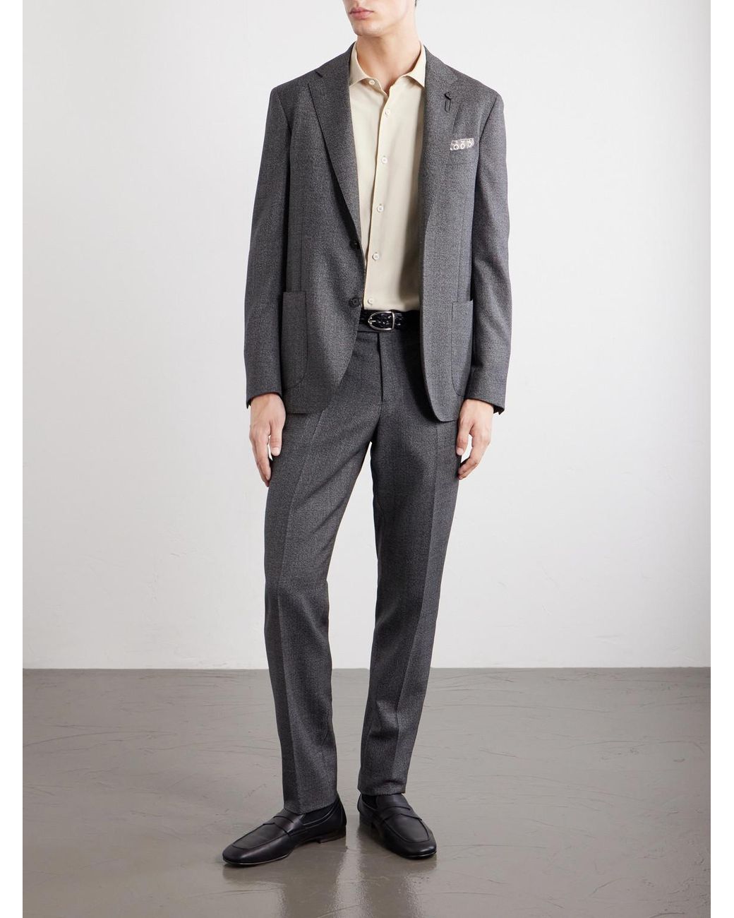 Lardini Gray Straight-Leg Wool Suit Trousers for men