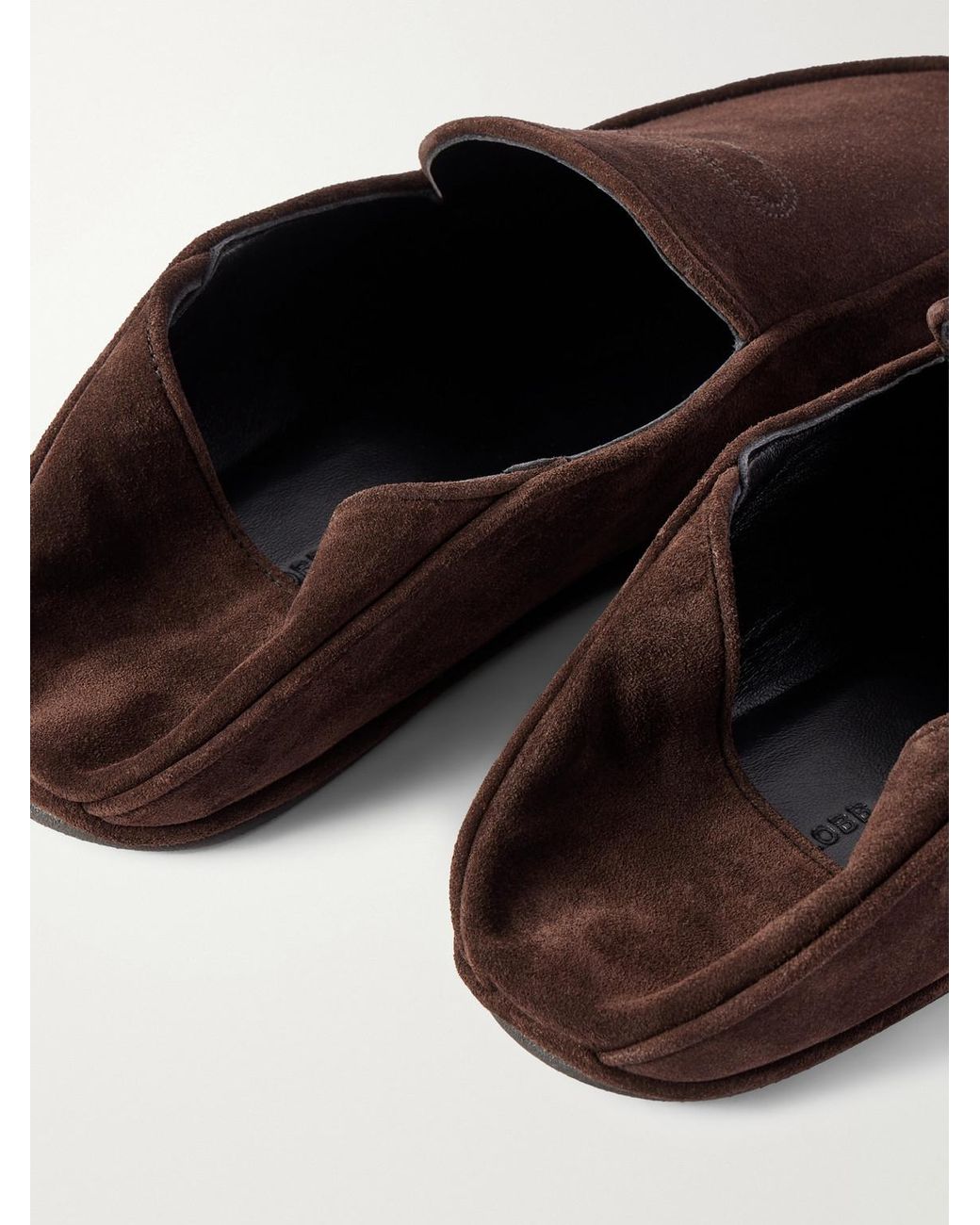 John Lobb Brown Kingston Ii Collapsible-Heel Suede Loafers for men