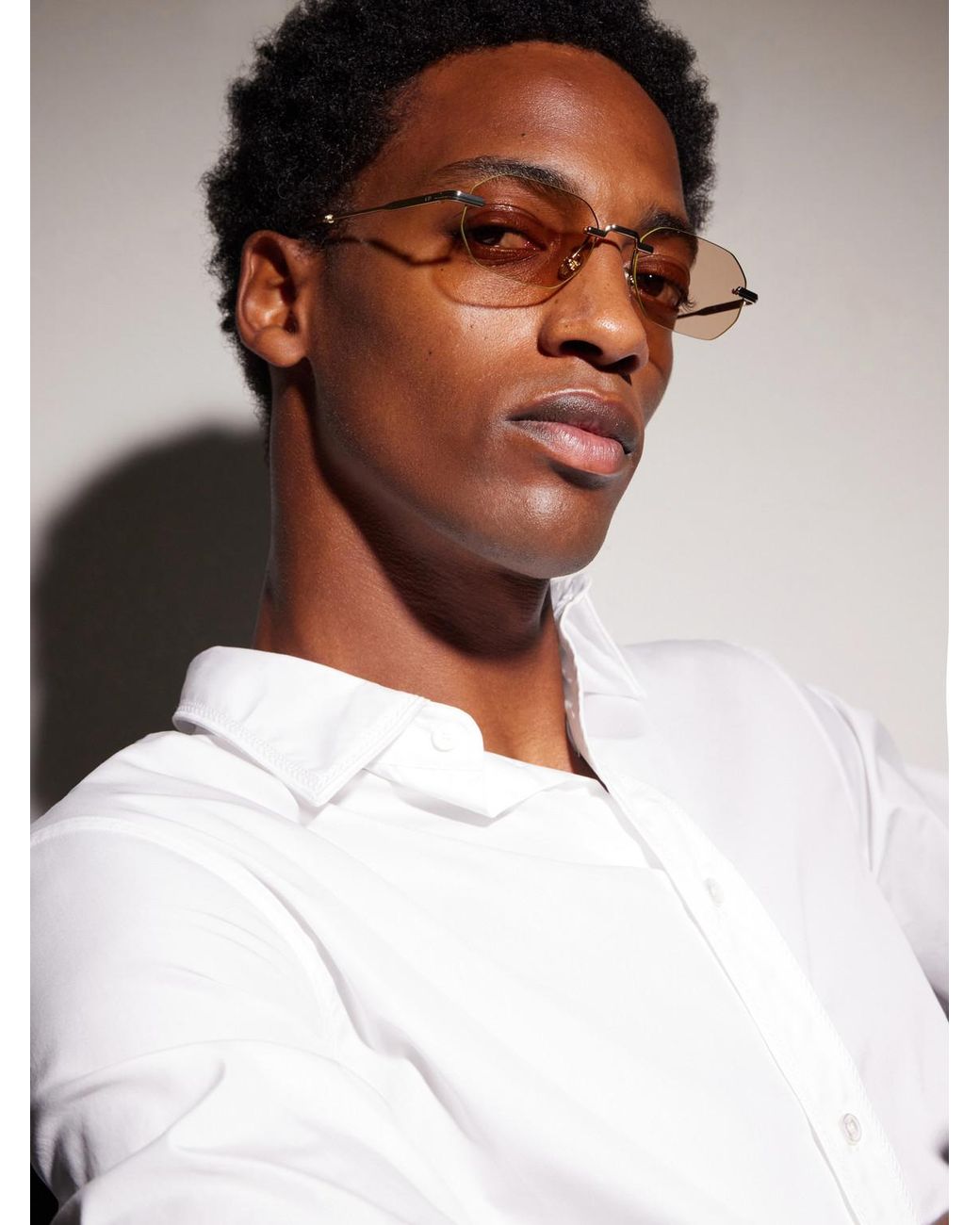 Dior Natural Diorblacksuit S19U Rimless Geometric Square-Frame-Tone Metal Sunglasses for men