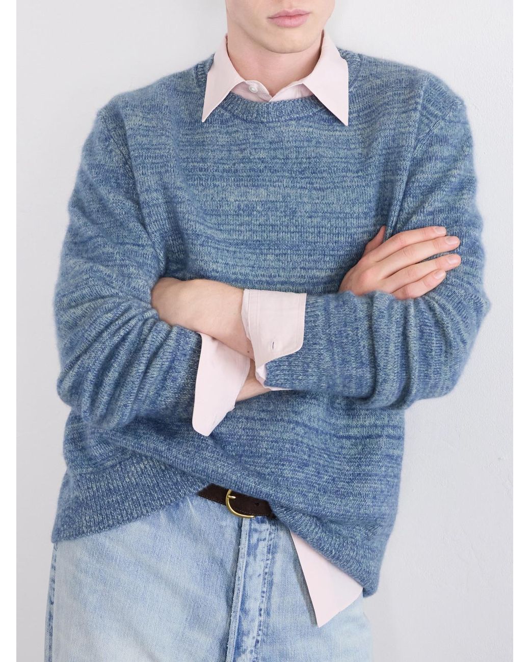 The Elder Statesman Blue Nimbus Striped Cashmere And Silk-blend Sweater for men