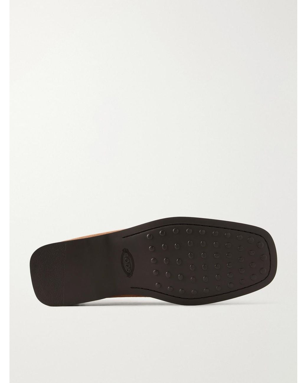 Tod's Brown Gathered Suede Penny Loafers for men