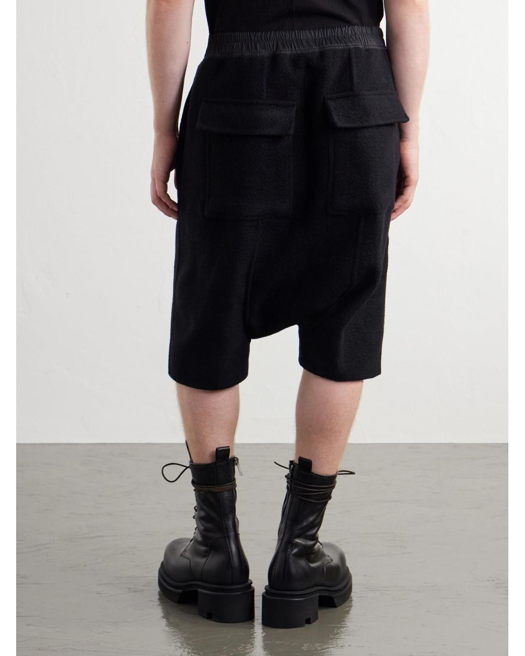Rick Owens Blue Rick's Pods Straight-Leg Cashmere Drawstring Shorts for men