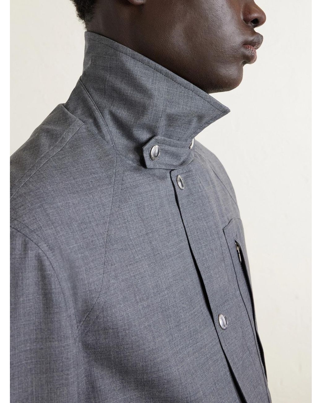 Brunello Cucinelli Gray Virgin Wool Field Jacket for men