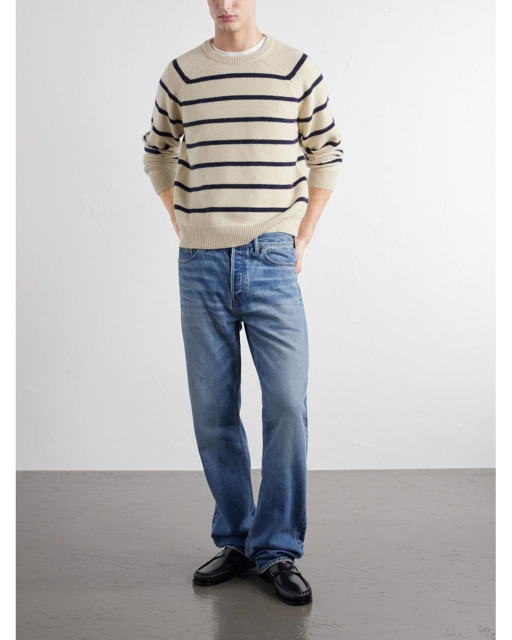 Totême Natural Striped Alpaca And Cashmere-Blend Sweater for men