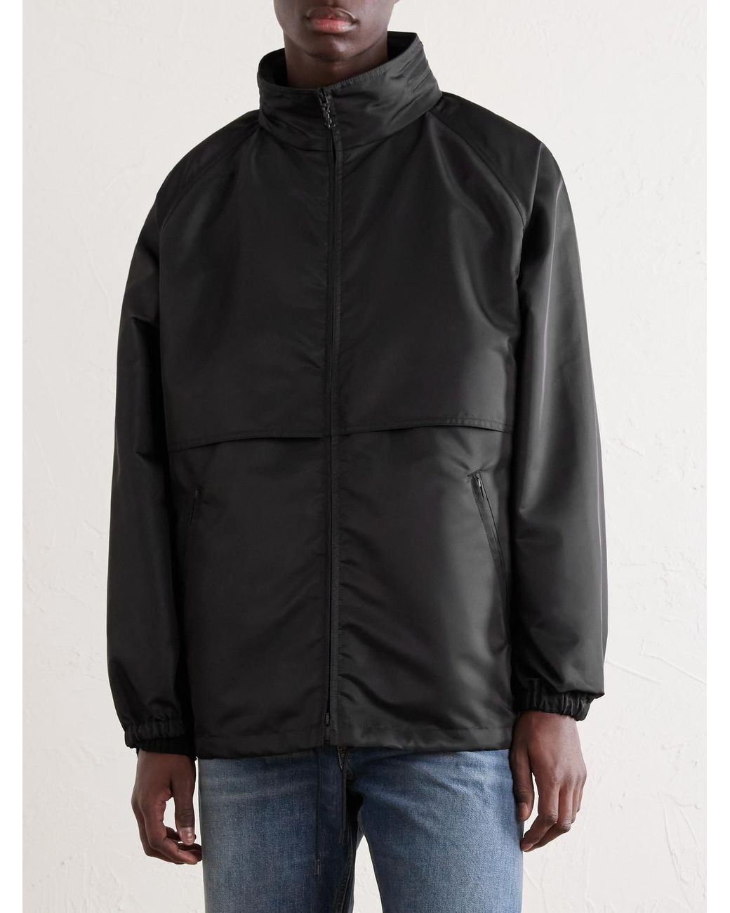 Saint Laurent Black Leather-trimmed Shell Jacket for men