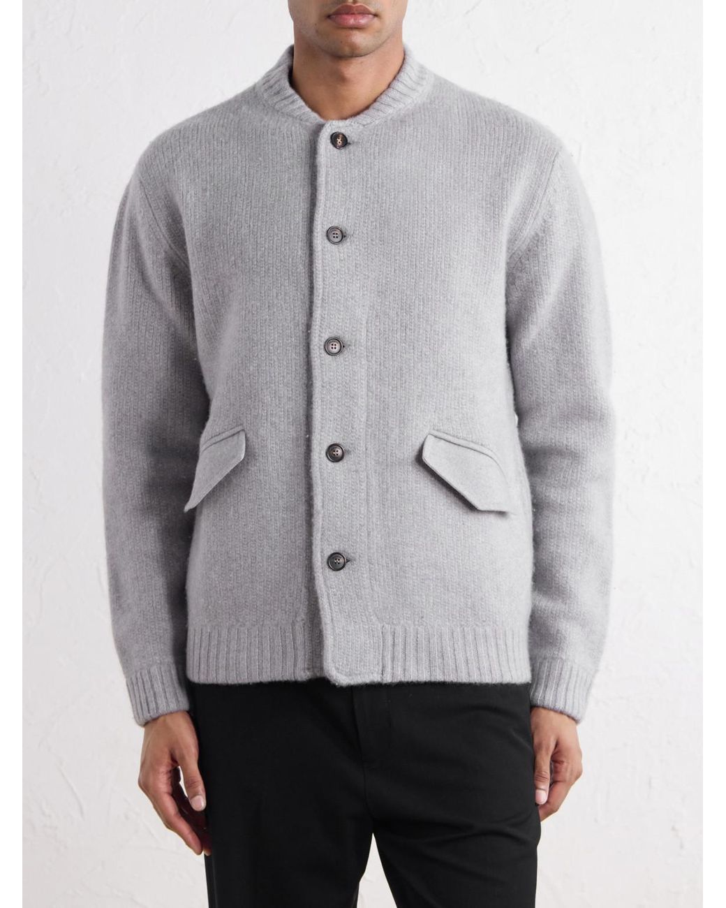 Slowear White Zanone Wool And Cashmere-blend Knitted Bomber Jacket for men