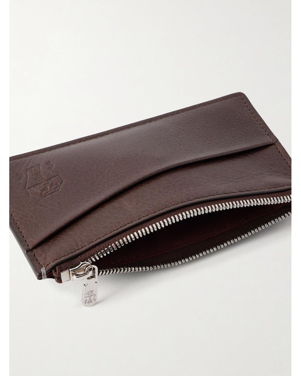 Brunello Cucinelli Brown Logo-Debossed Leather Zipped Cardholder for men