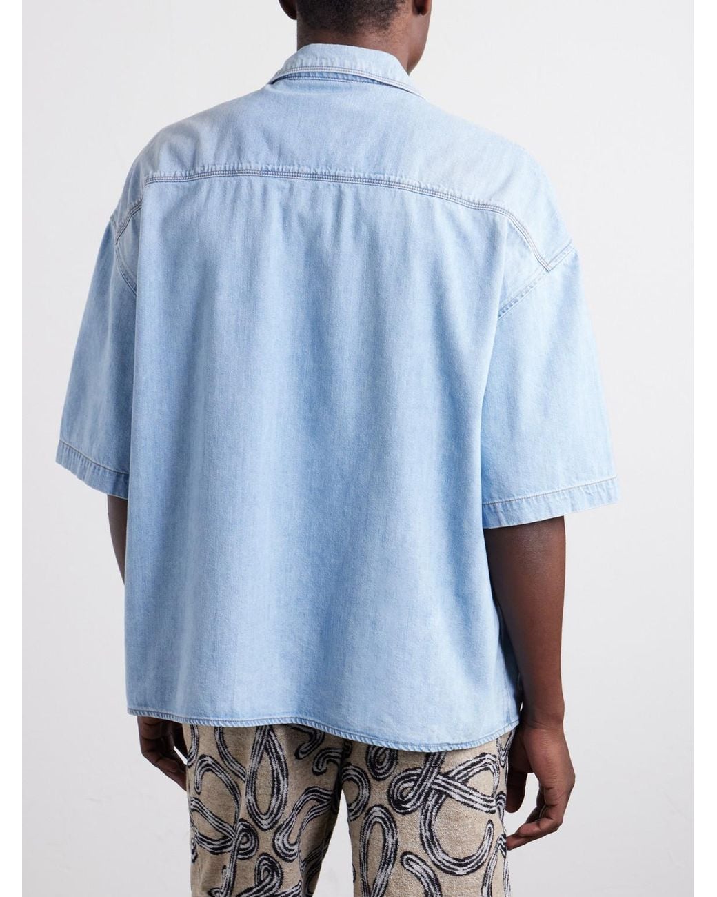 Loewe Blue Paula's Ibiza Logo-Embroidered Denim Shirt for men