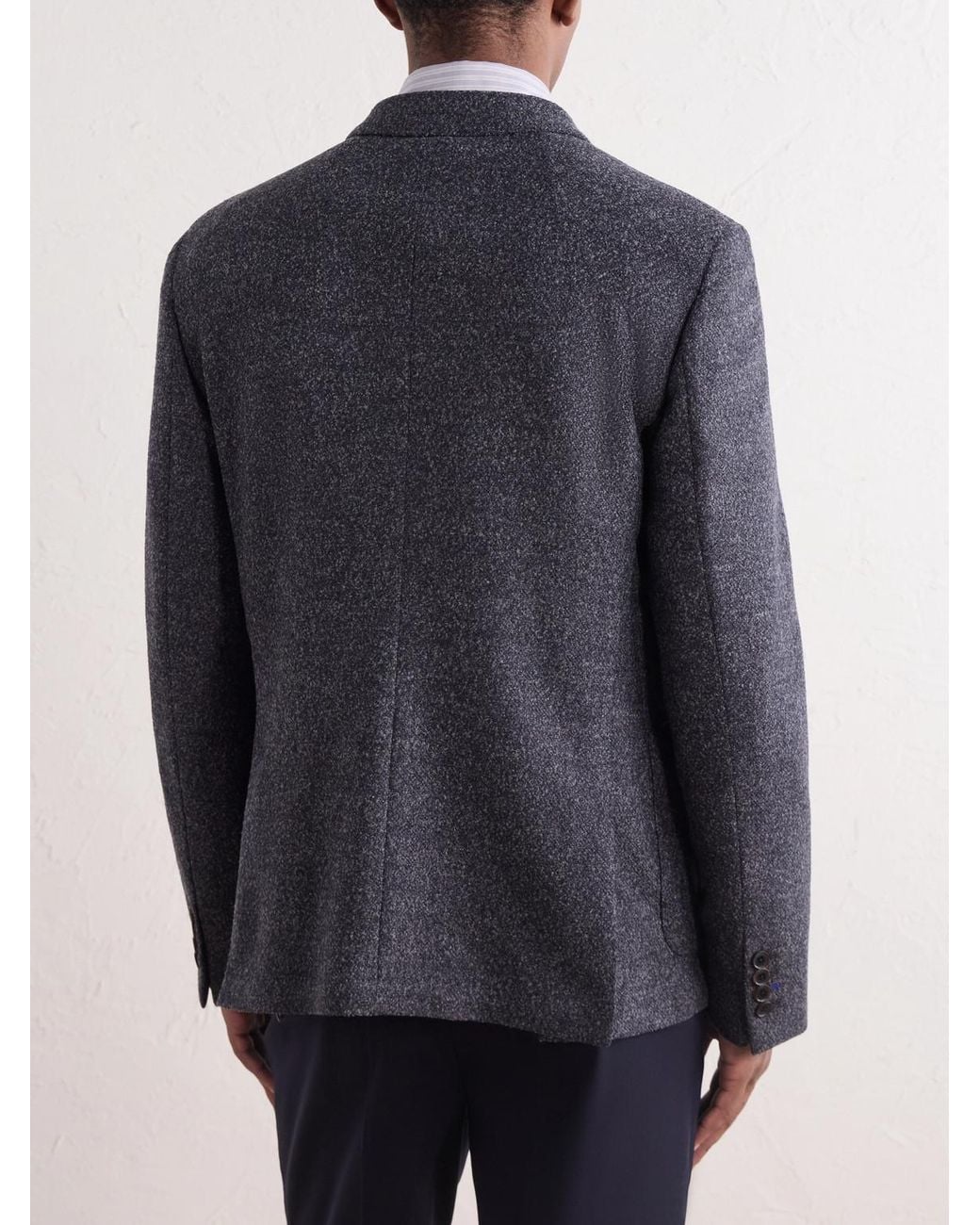 Paul Smith Black Double-Breasted Wool-Blend Bouclé Blazer for men