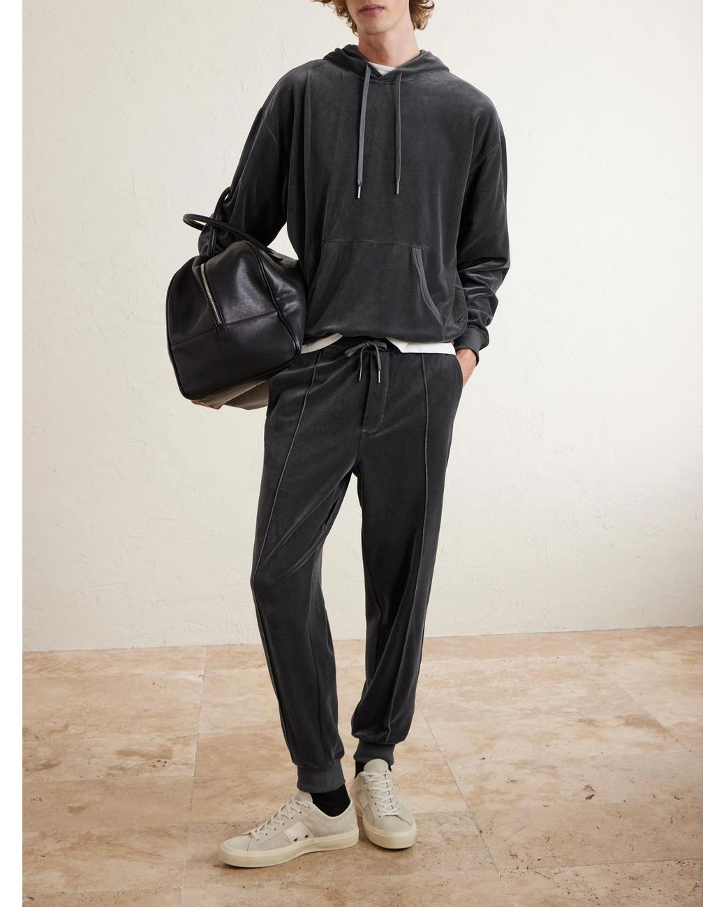 Tom Ford Black Cotton-blend Velour Hoodie for men