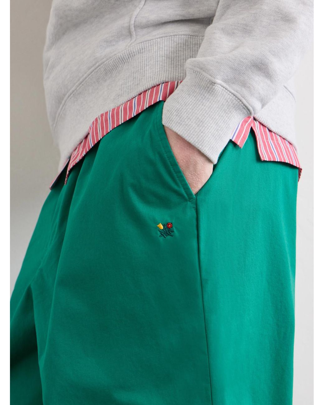 Aimé Leon Dore Green Wide-Leg Cotton Trousers for men