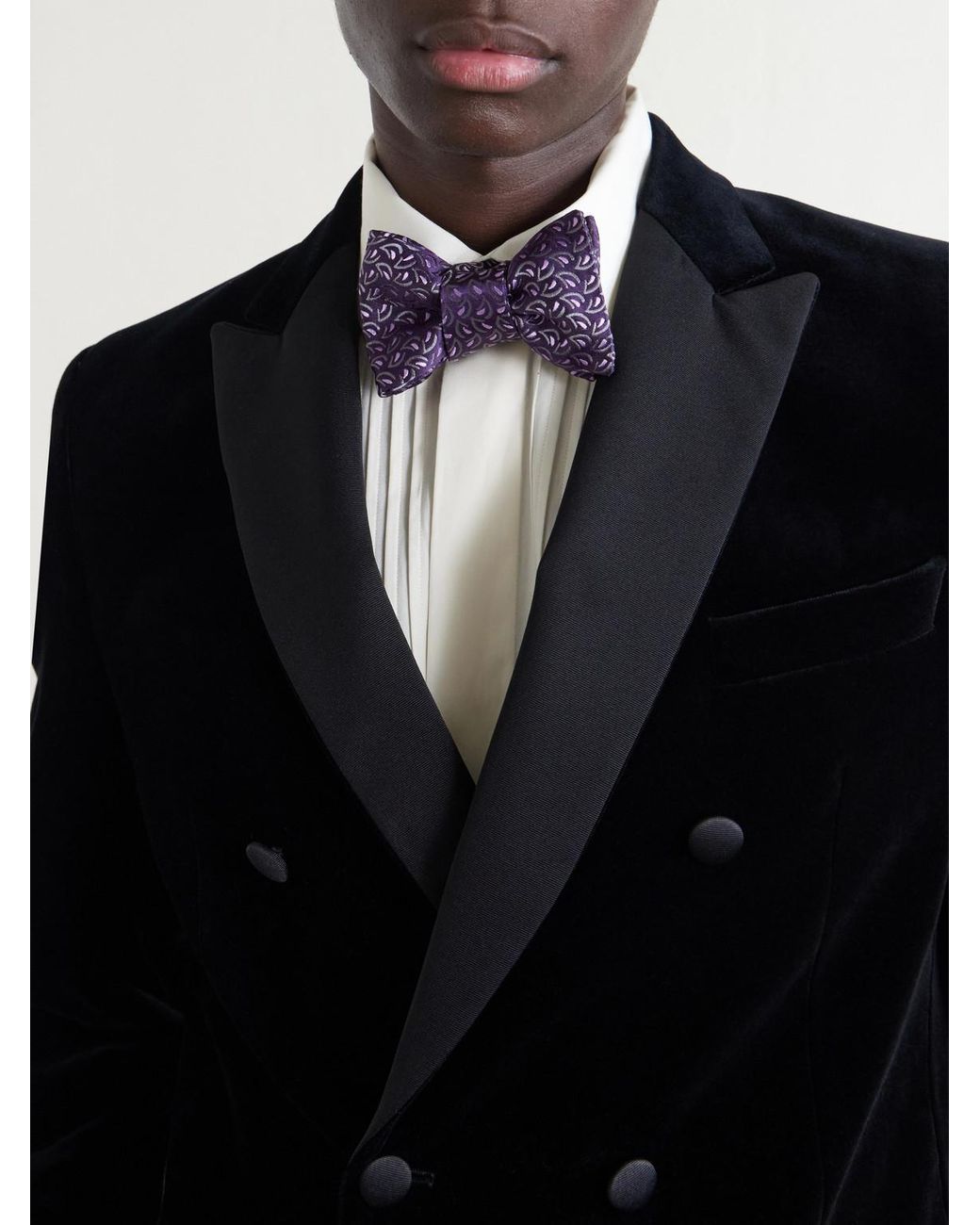 Charvet Purple Silk-Jacquard Bow-Tie for men