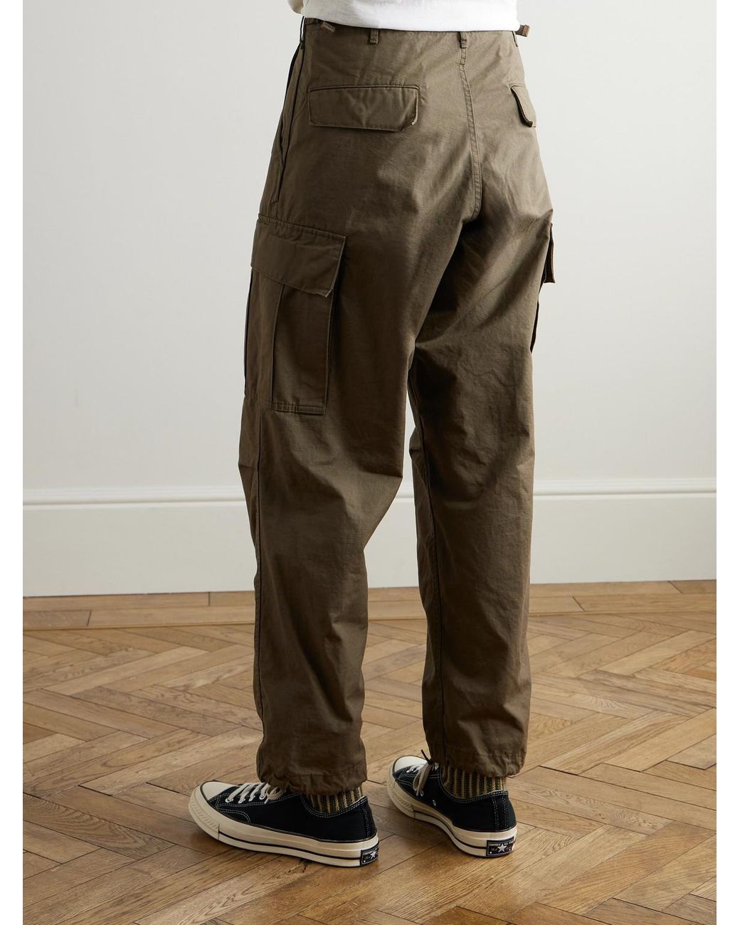Orslow Green Cotton-Ripstop Cargo Trousers for men