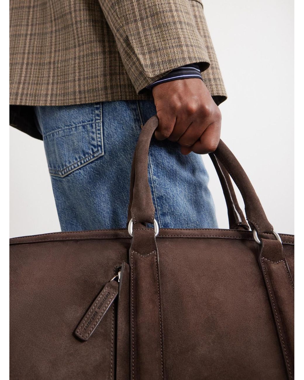 Officine Creative Brown Quentin 009 Suede Weekend Bag for men
