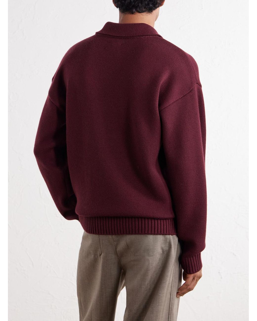 Aimé Leon Dore Red Merino Wool Polo Sweater for men