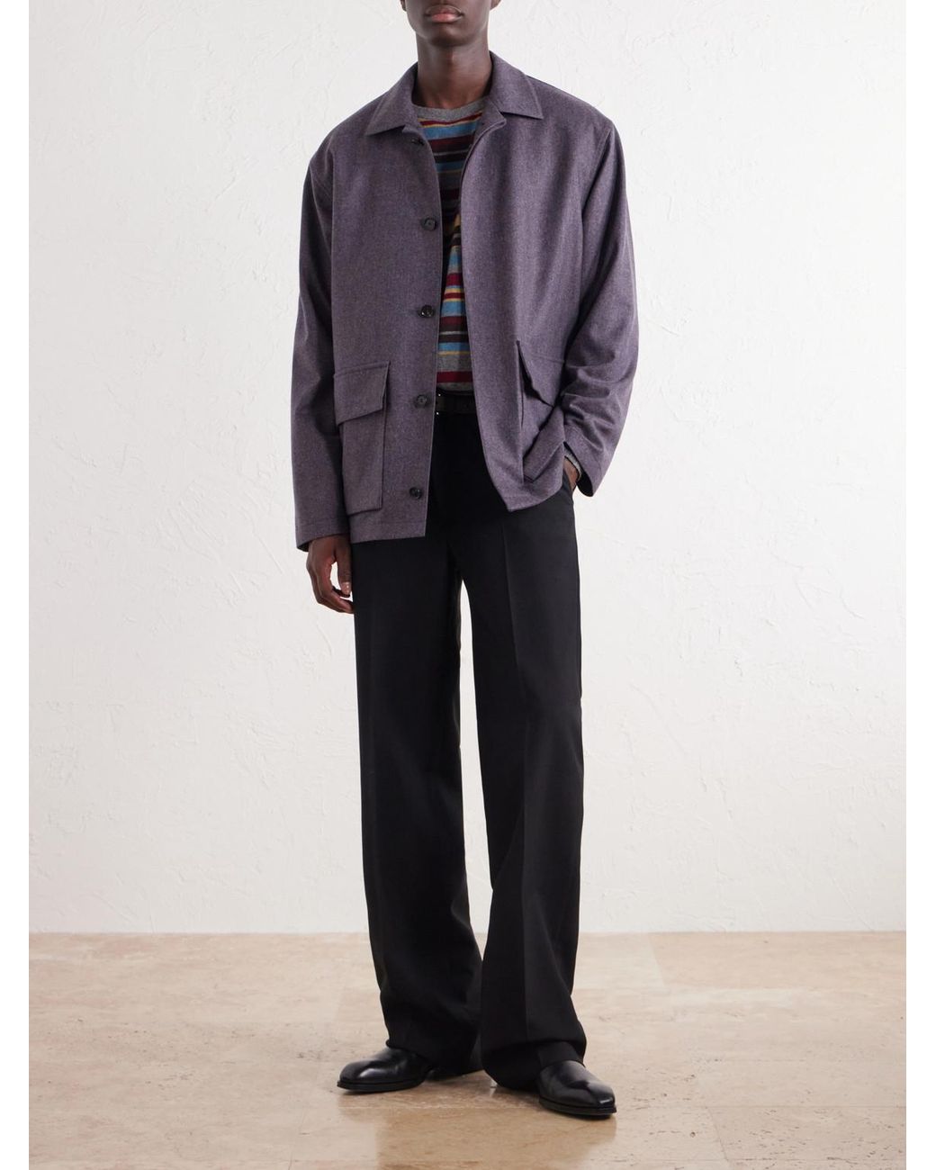 Caruso Purple Wool And Cashmere-Blend Blouson Jacket for men