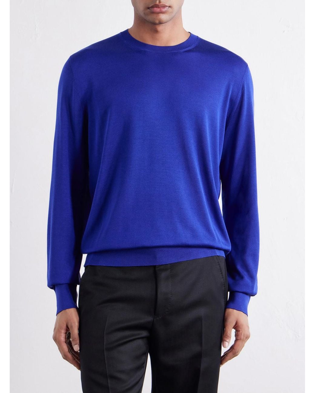 Tom Ford Blue Silk Sweater for men