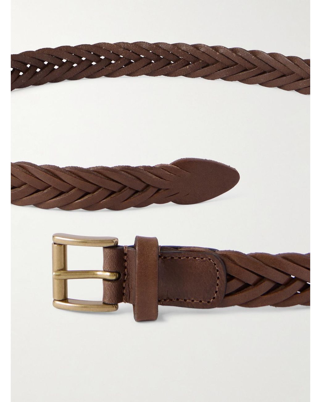 Andersons Brown 2.5Cm Woven Leather Belt for men