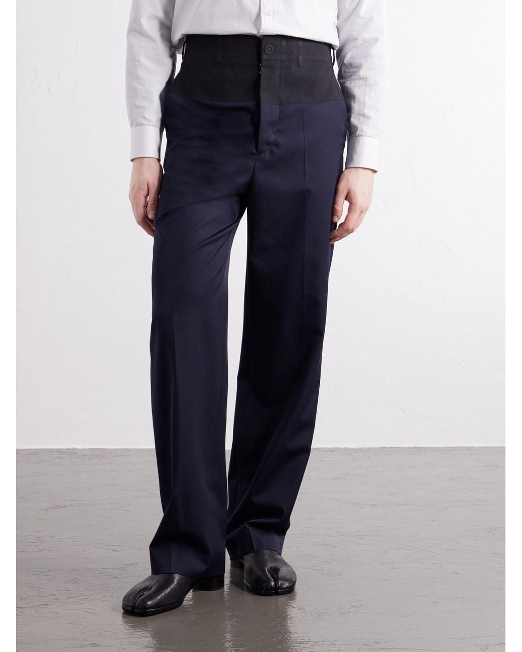Maison Margiela Blue Insertion Straight-leg Patched Virgin Wool Trousers for men