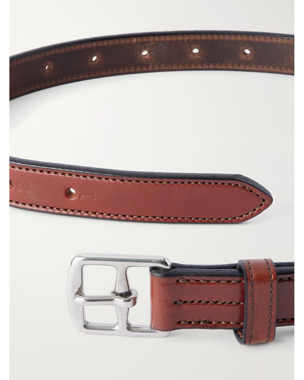 Yuketen Brown Stirrup 3Cm Leather Belt for men