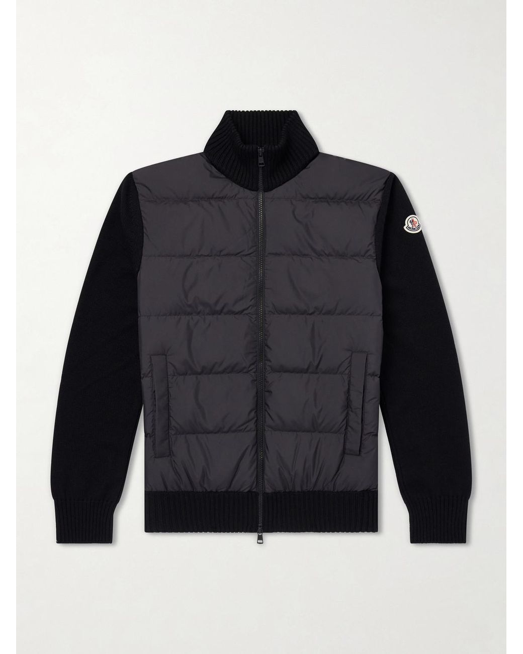 Moncler Blue Panelled Virgin Wool And Quilted Shell Down Zip-Up Cardigan for men