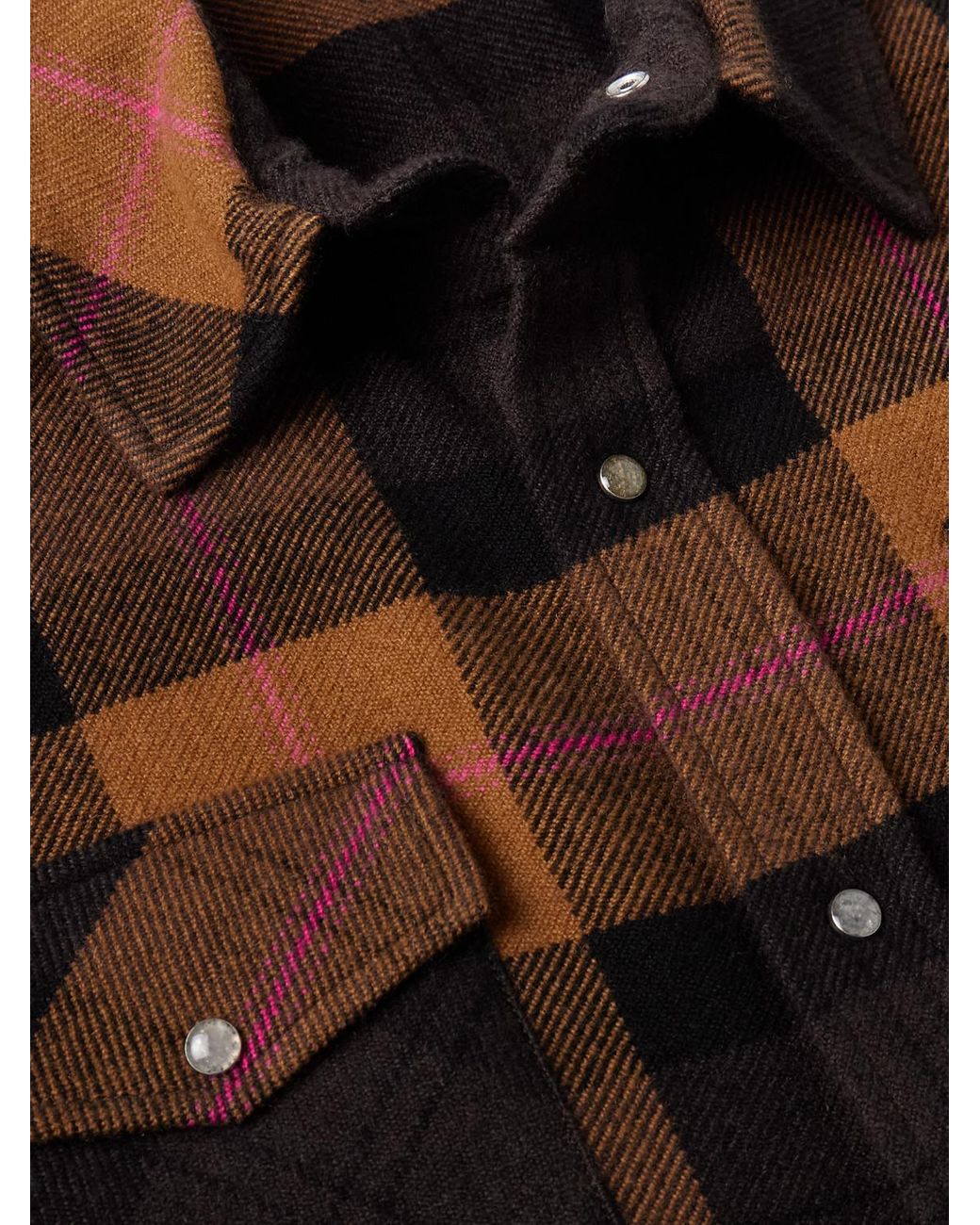God's True Cashmere Black Checked Cashmere Shirt for men
