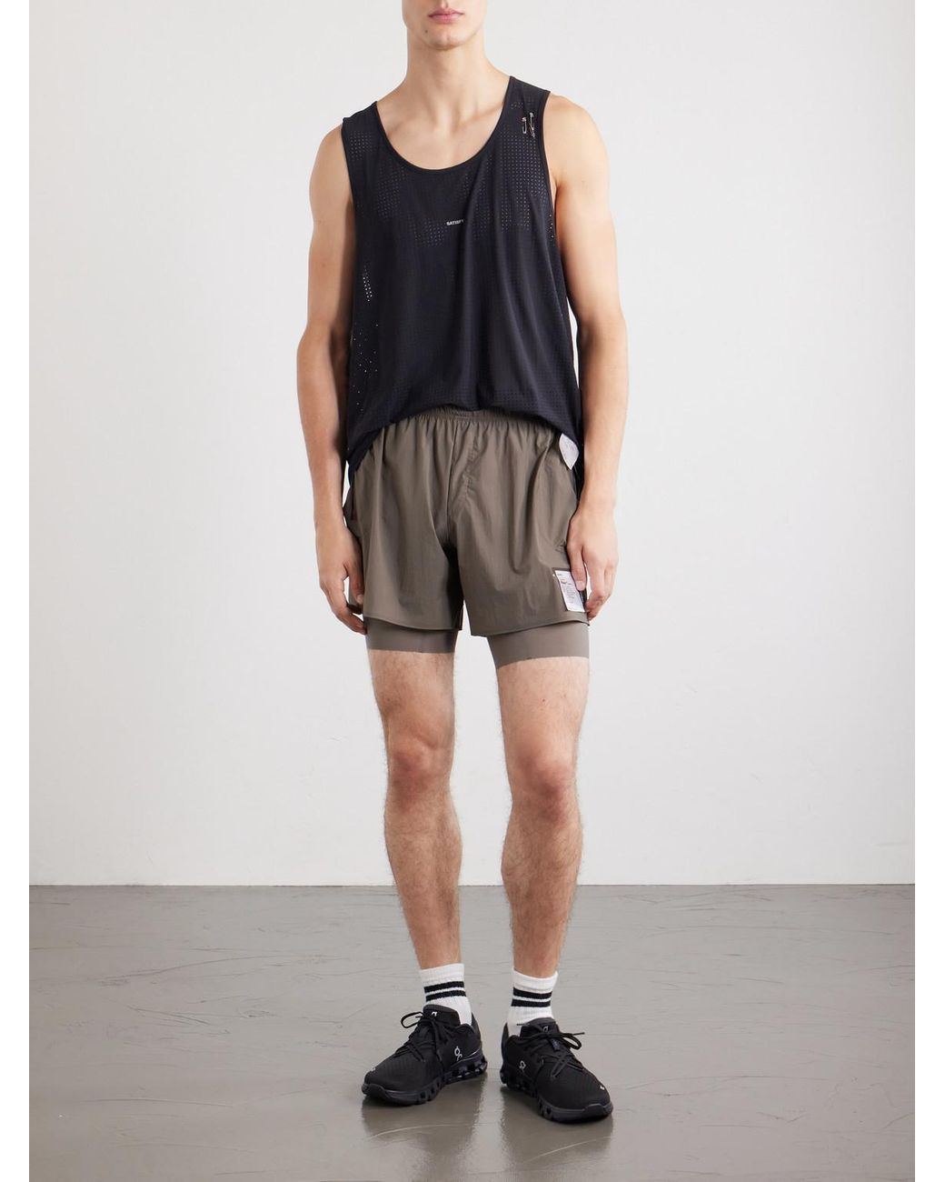 Satisfy Gray Rippy&Trade; Layered 5&Quot; Cordura&Reg; And Justice&Trade; Running Shorts for men