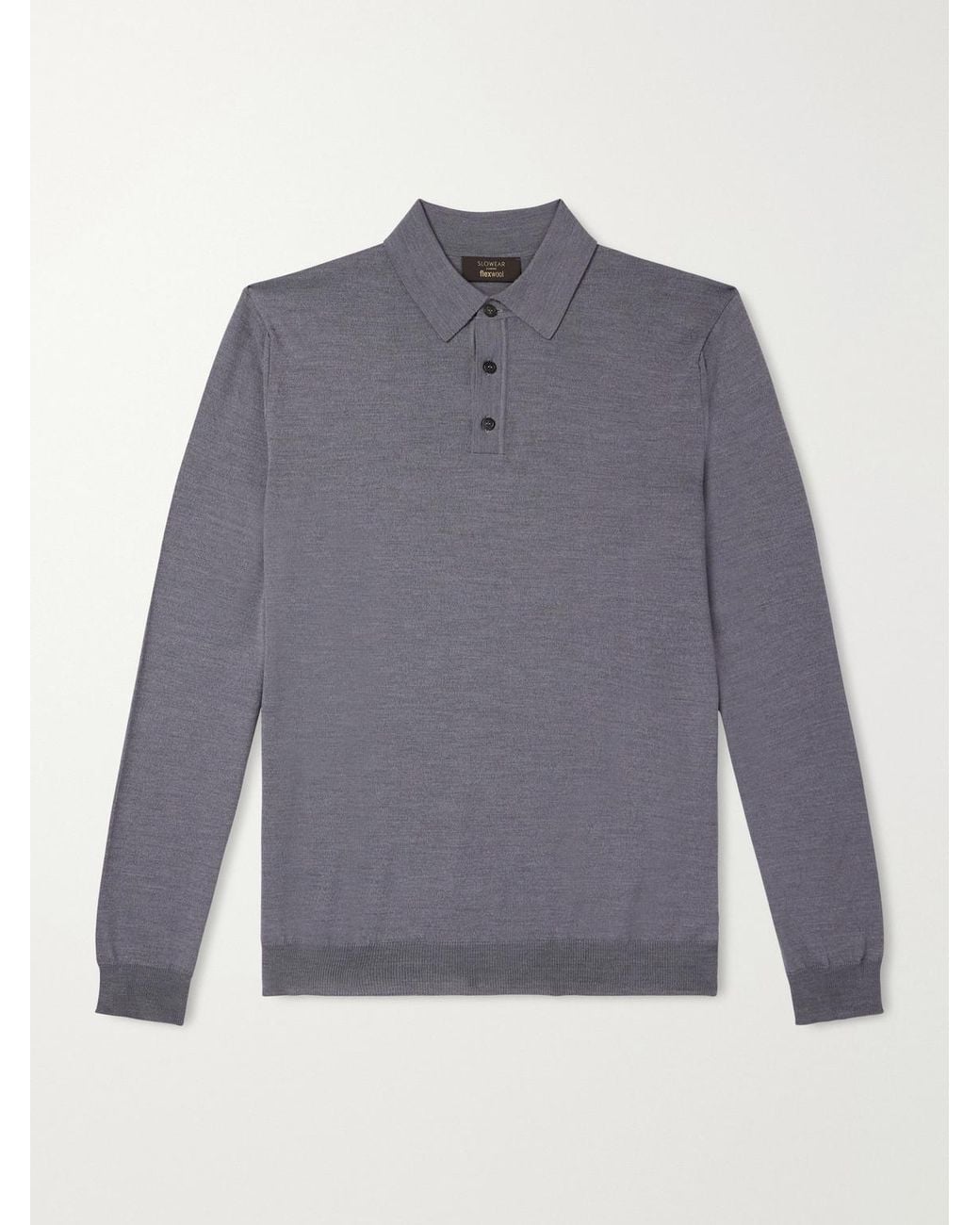 Slowear Gray Zanone Slim-Fit Flexwool Polo Shirt for men